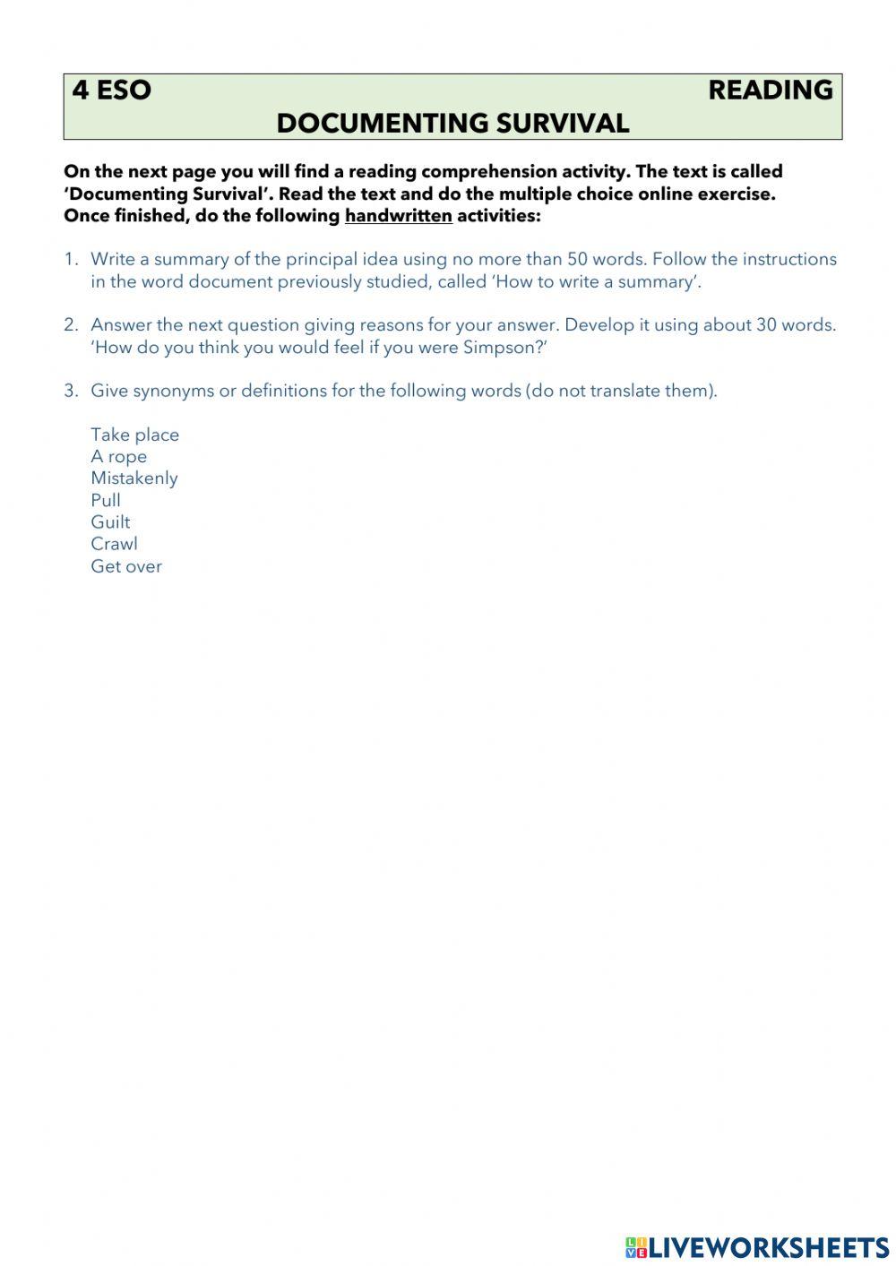 Reading comprehension