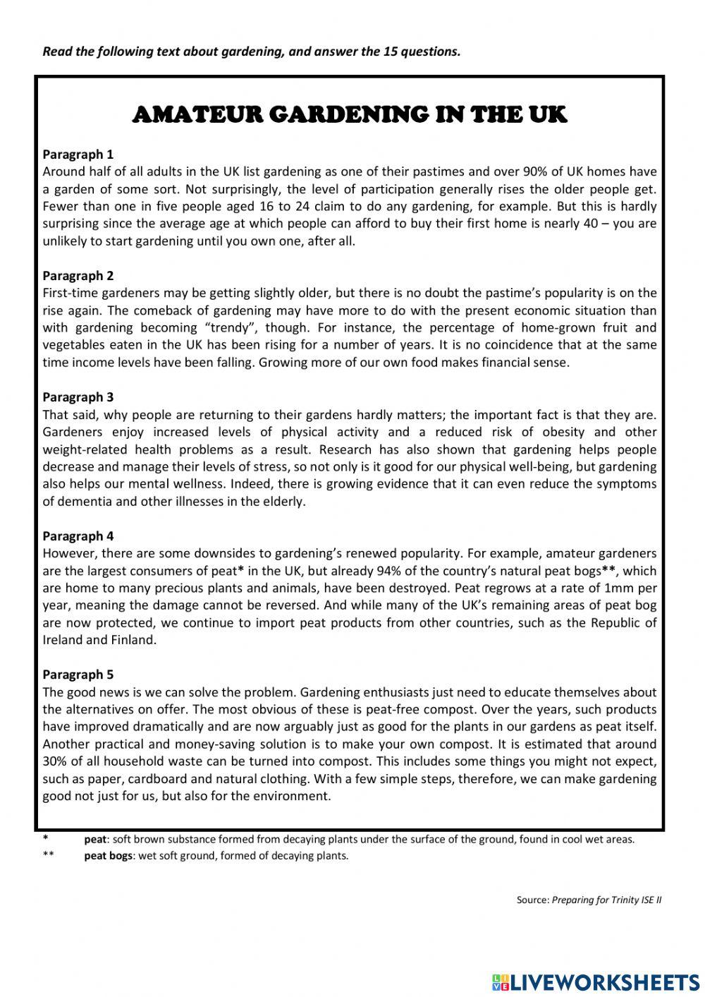 Amateur gardening in the UK