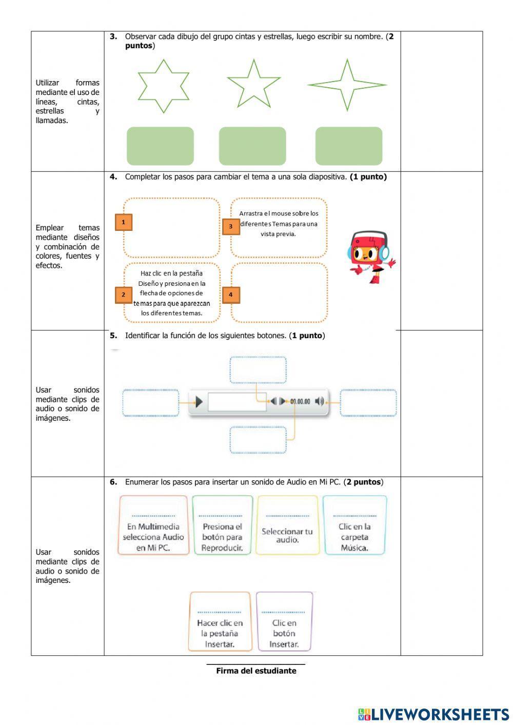 Evaluación de Computación Cuarto Grado del Segundo Parcial del Segundo Quimestre