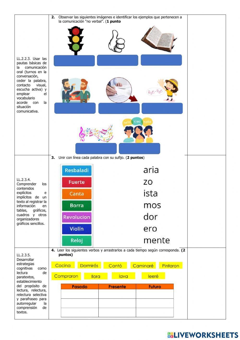 Evaluación de Lengua y Literatura Cuarto del Segundo Parcial del Segundo Quimestre