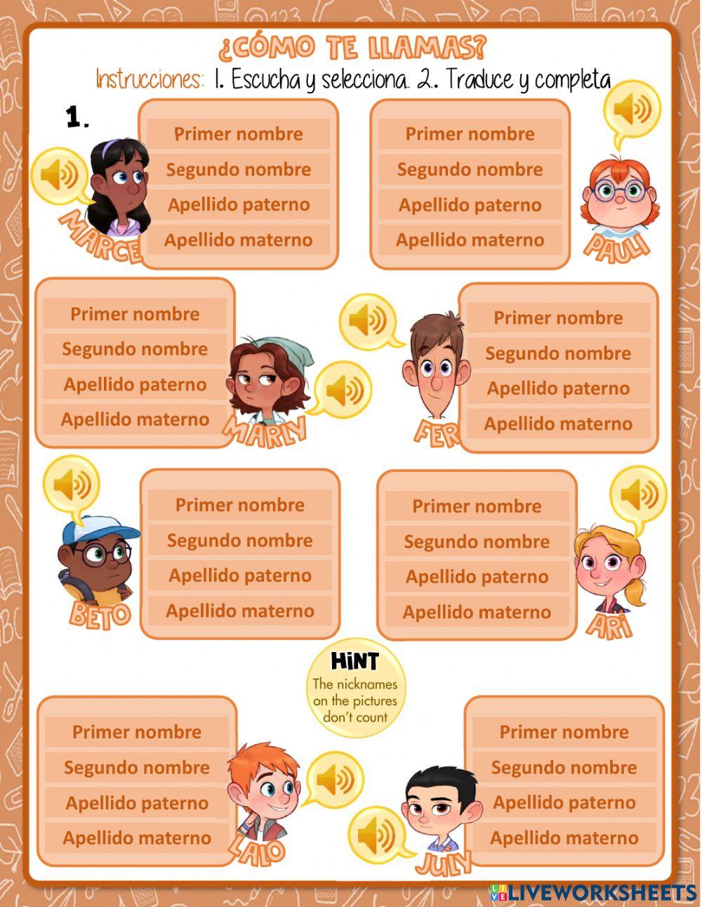 Como Te Llamas Worksheet