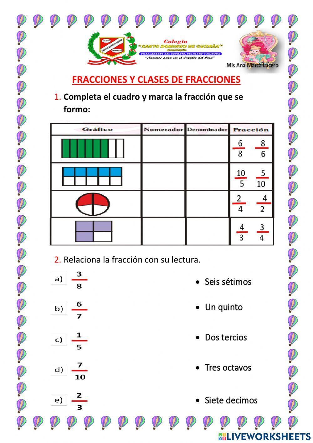 FRACCIONES Y CLASES DE FRACCIONES FRACCIONES Y CLASES DE FRACCIONES