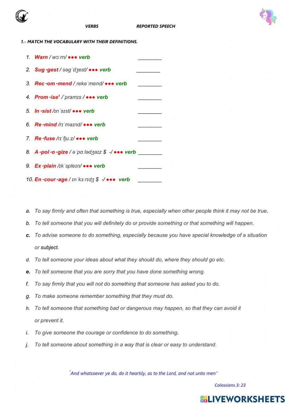Reporting verbs
