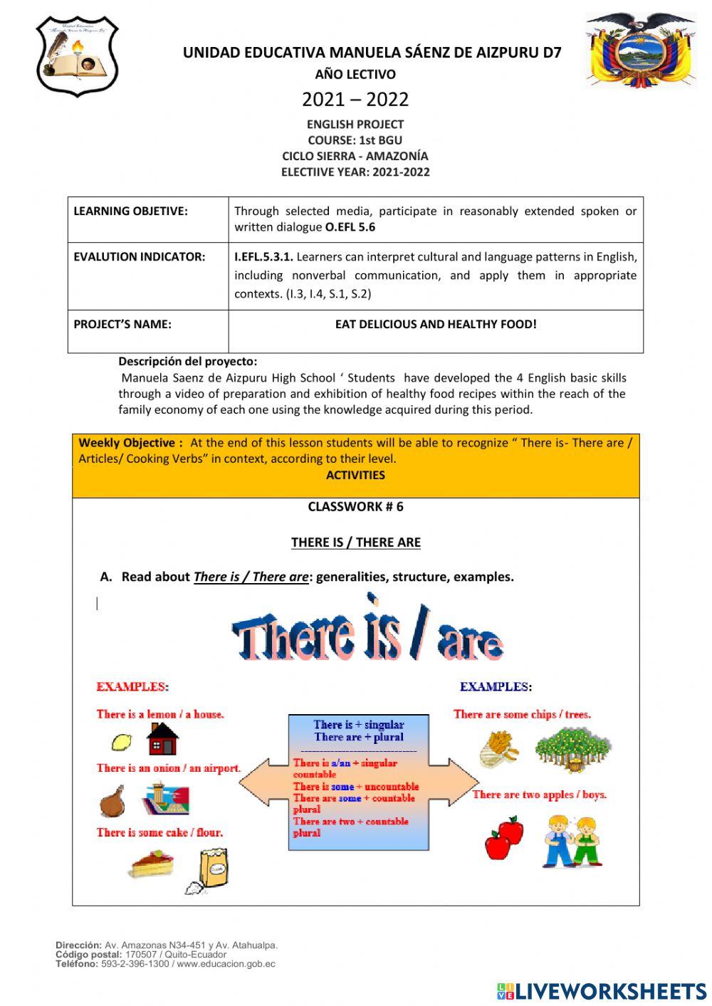 Ejercicios Online-There is - There are- 1stBGU-A