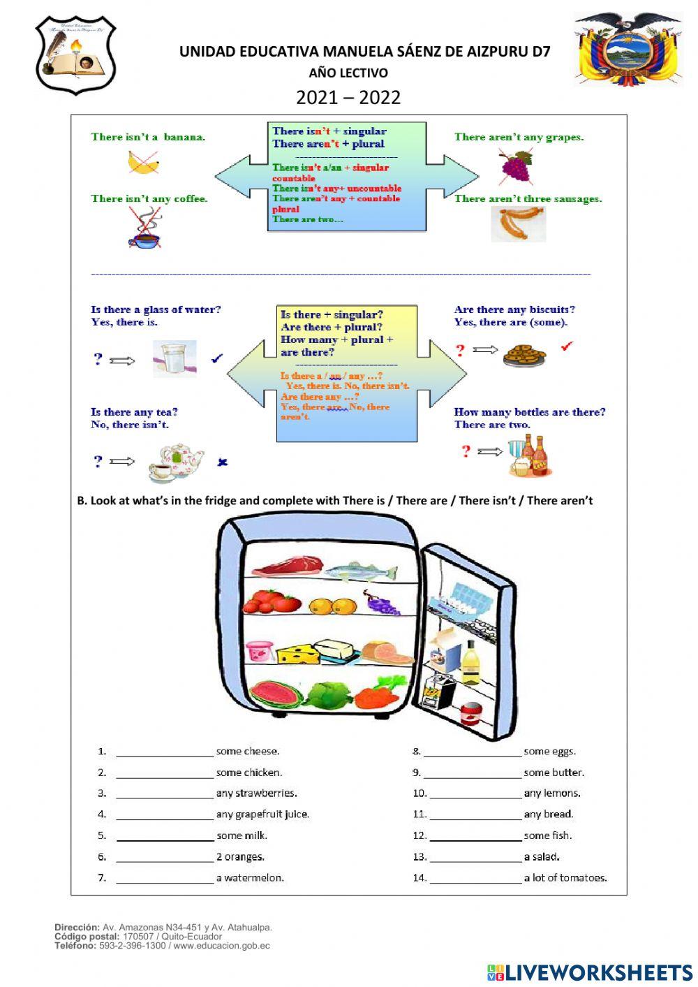 Ejercicios Online-There is - There are- 1stBGU-A
