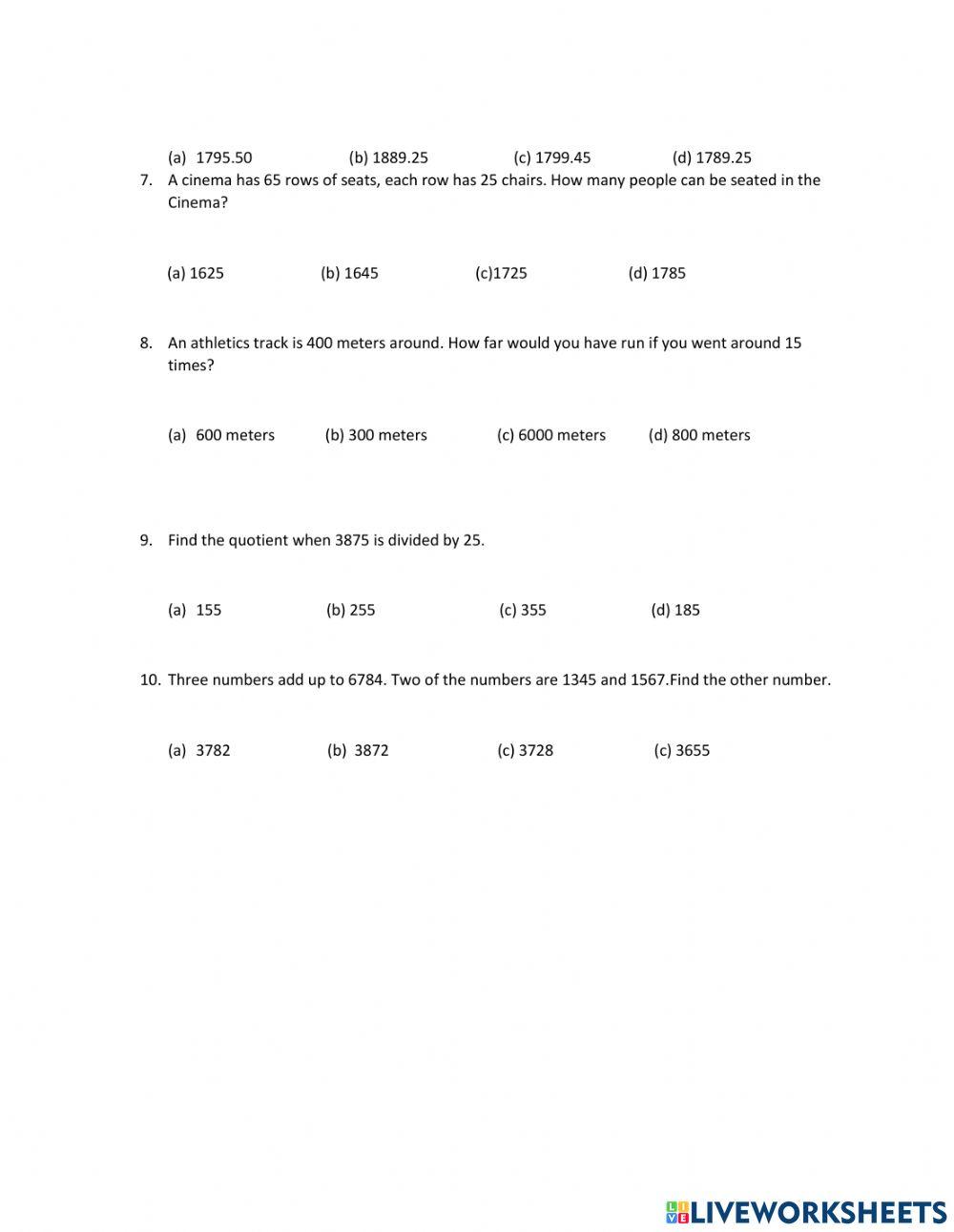 Operations on numbers 26