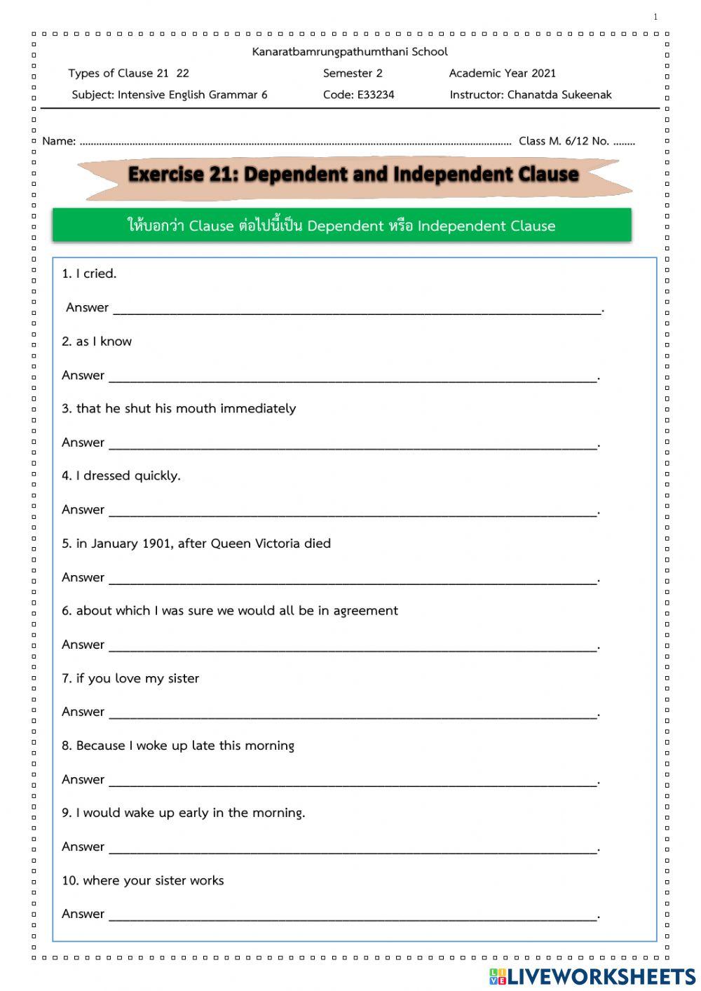 Types of Clause