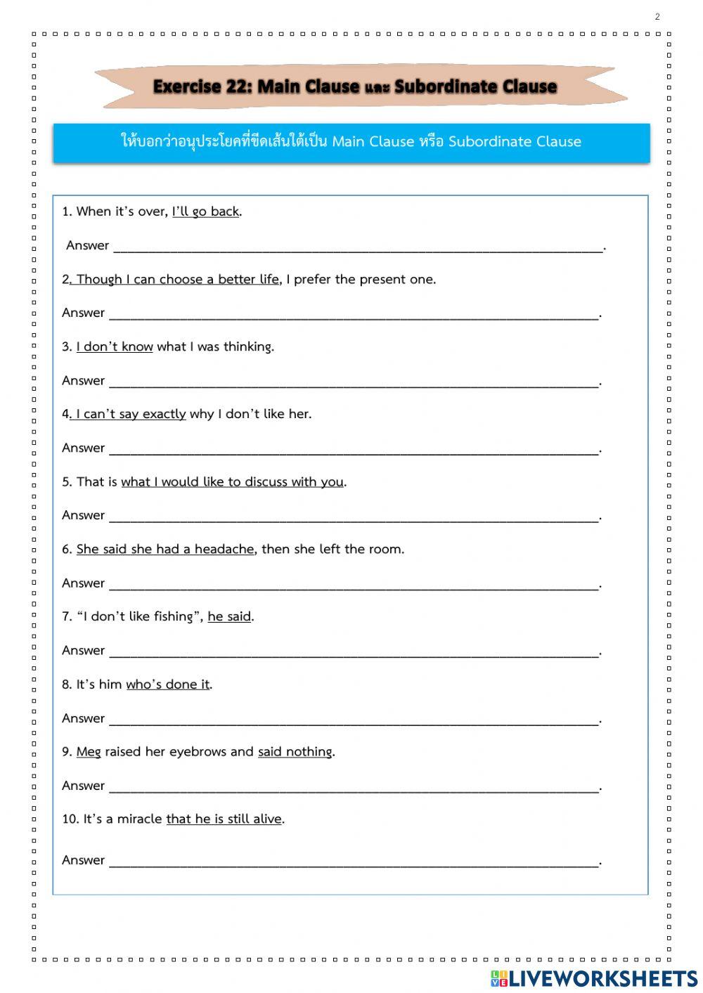 Types of Clause Types of Clause