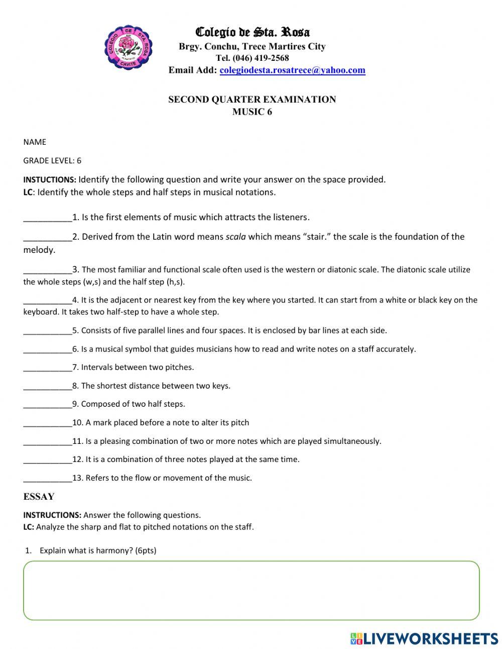 Music 6 1810267 | AJDPampano26 | Live Worksheets