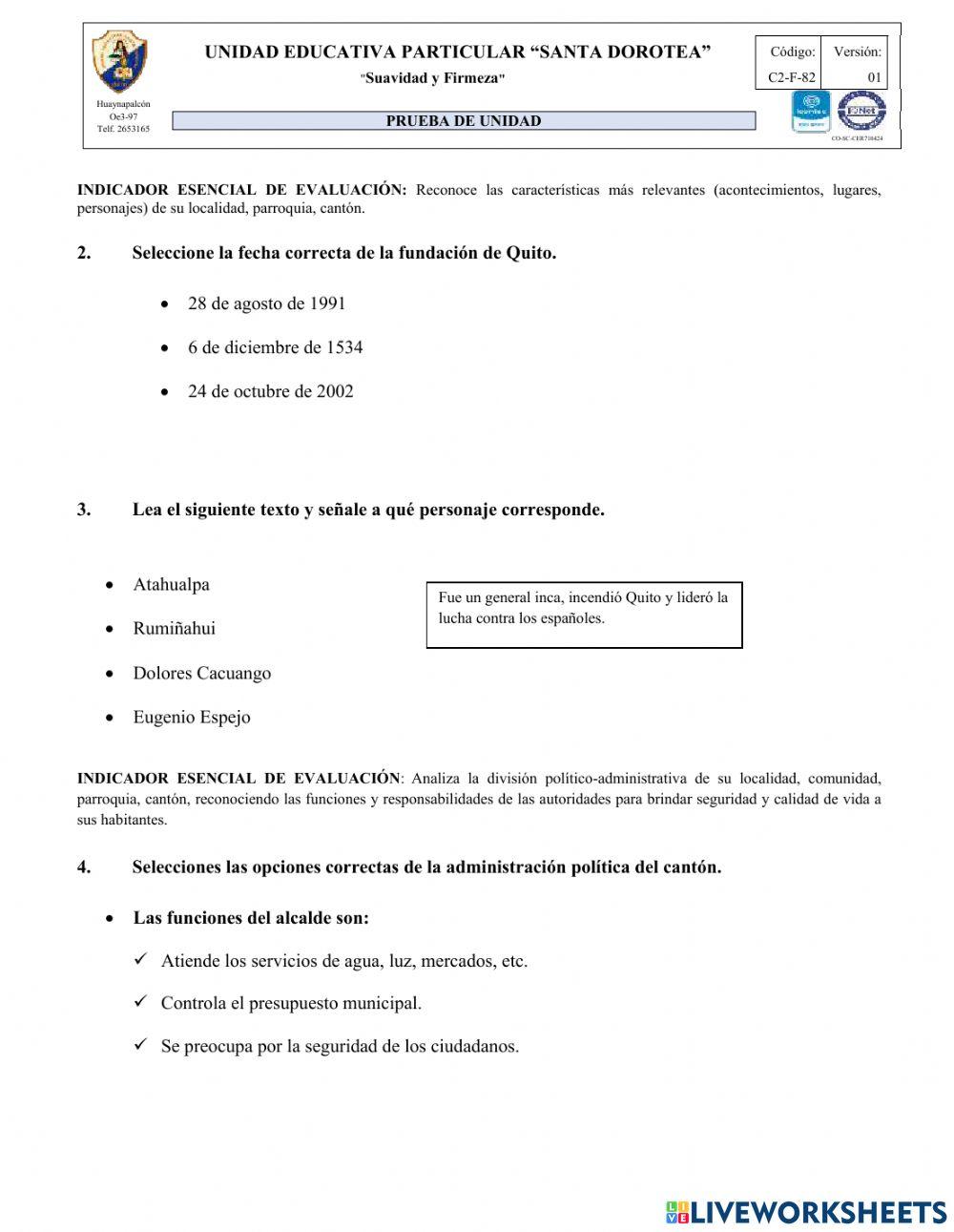 Evaluación Estudios Sociales