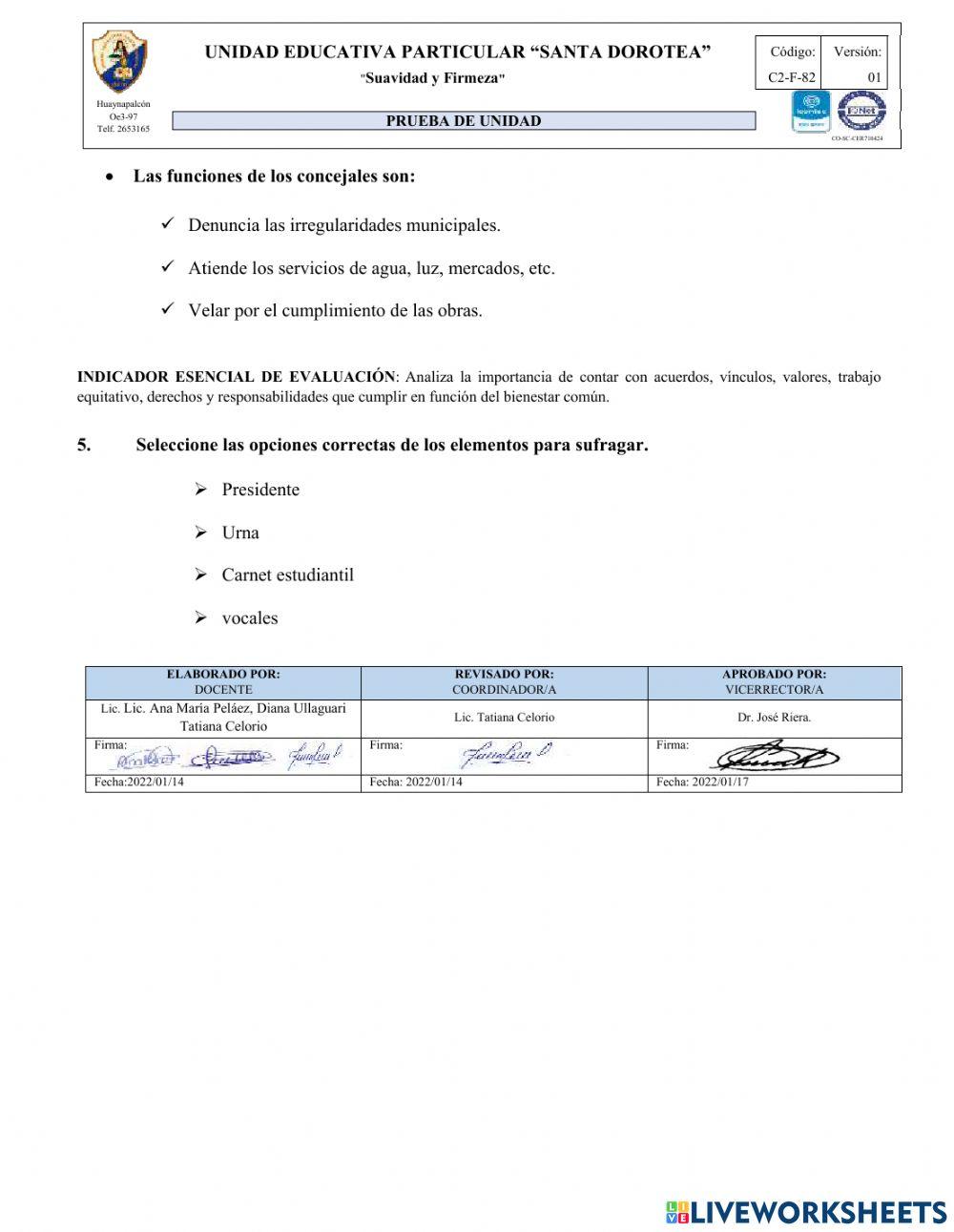 Evaluación Estudios Sociales
