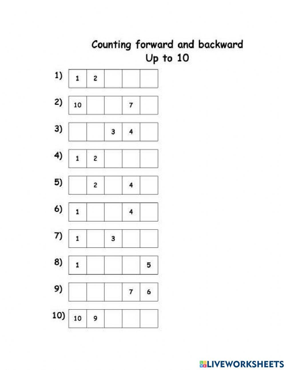 Counting Backwards And Forwards up to 10