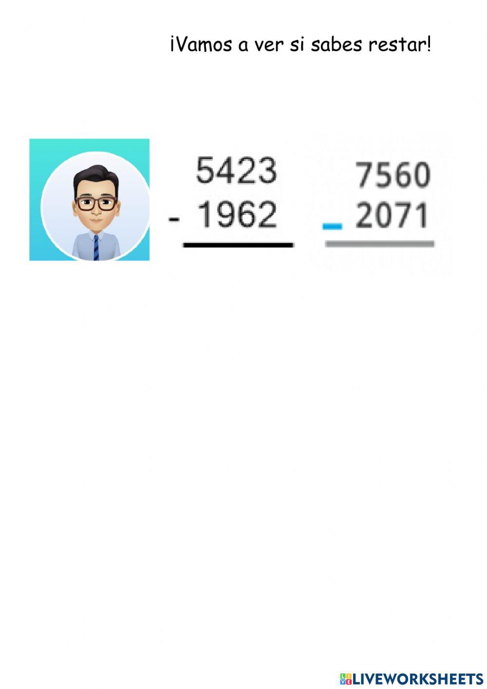 Resta de cuatro cifras