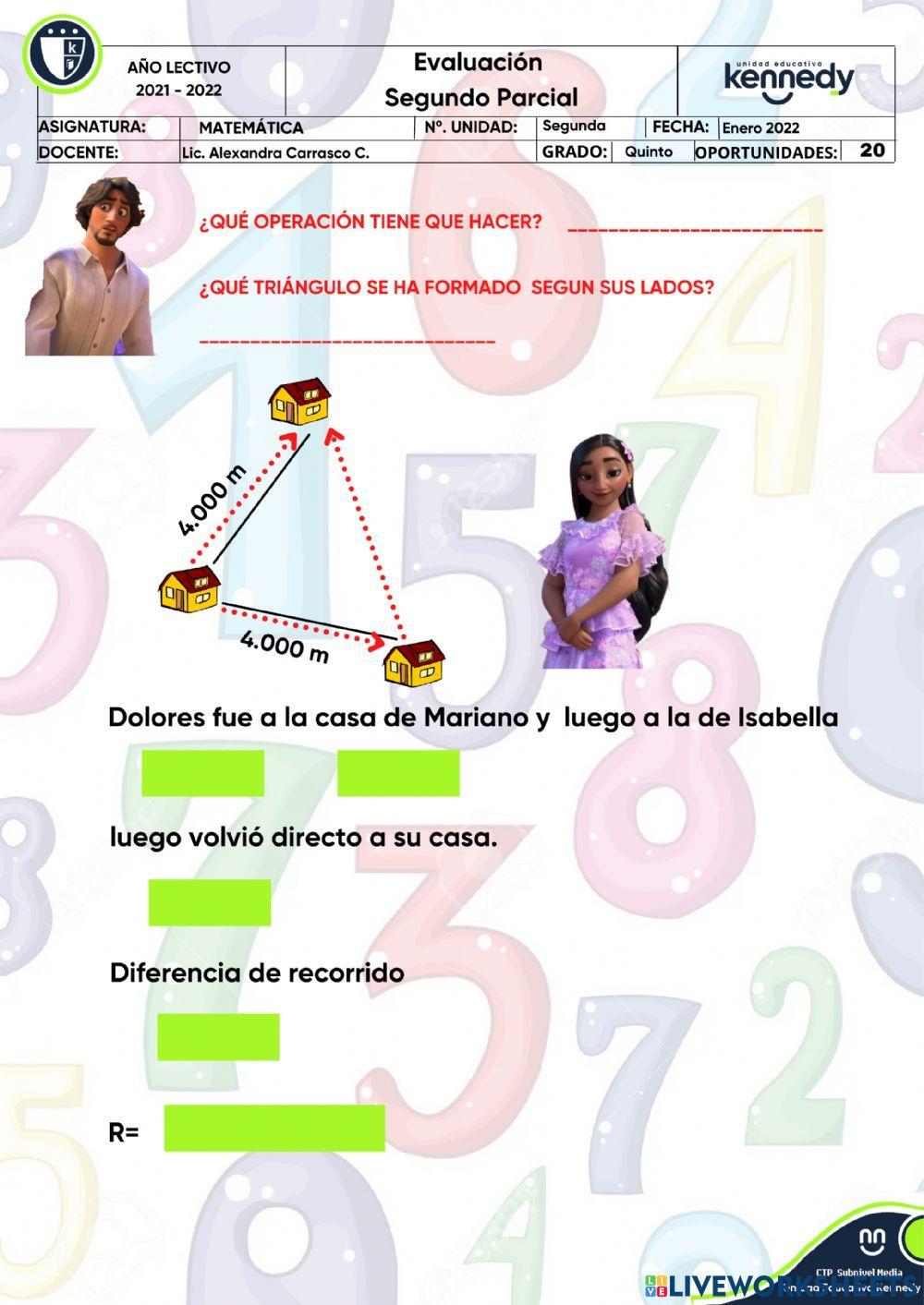 Evaluación parcial de matemáticas Evaluación parcial de matemáticas