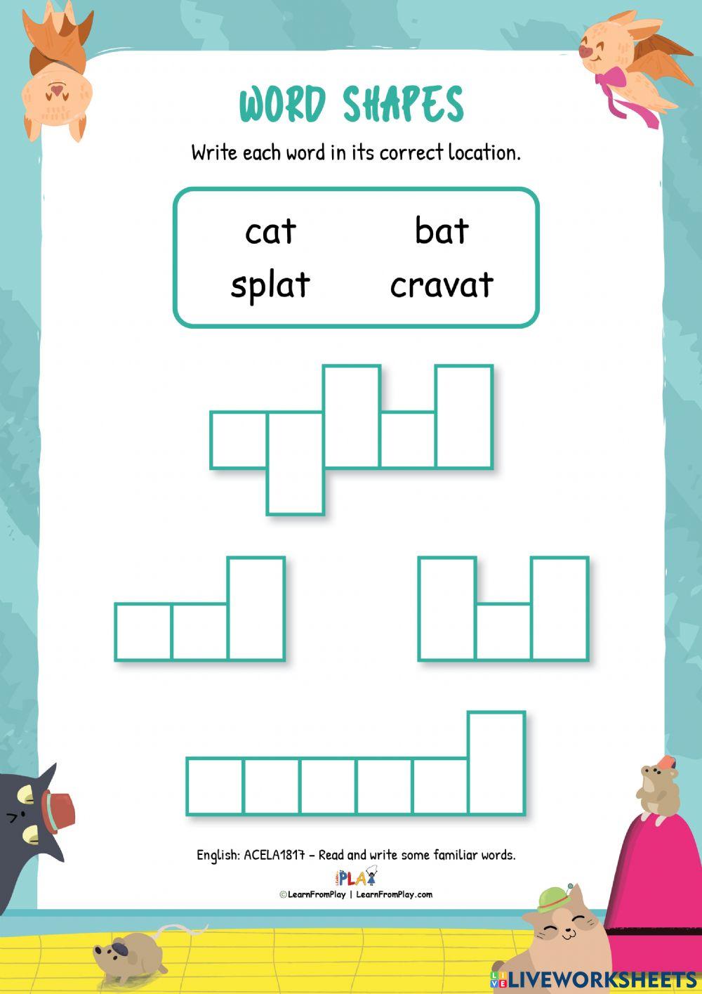 The Cat and The Rat and The Hat - Word Shapes