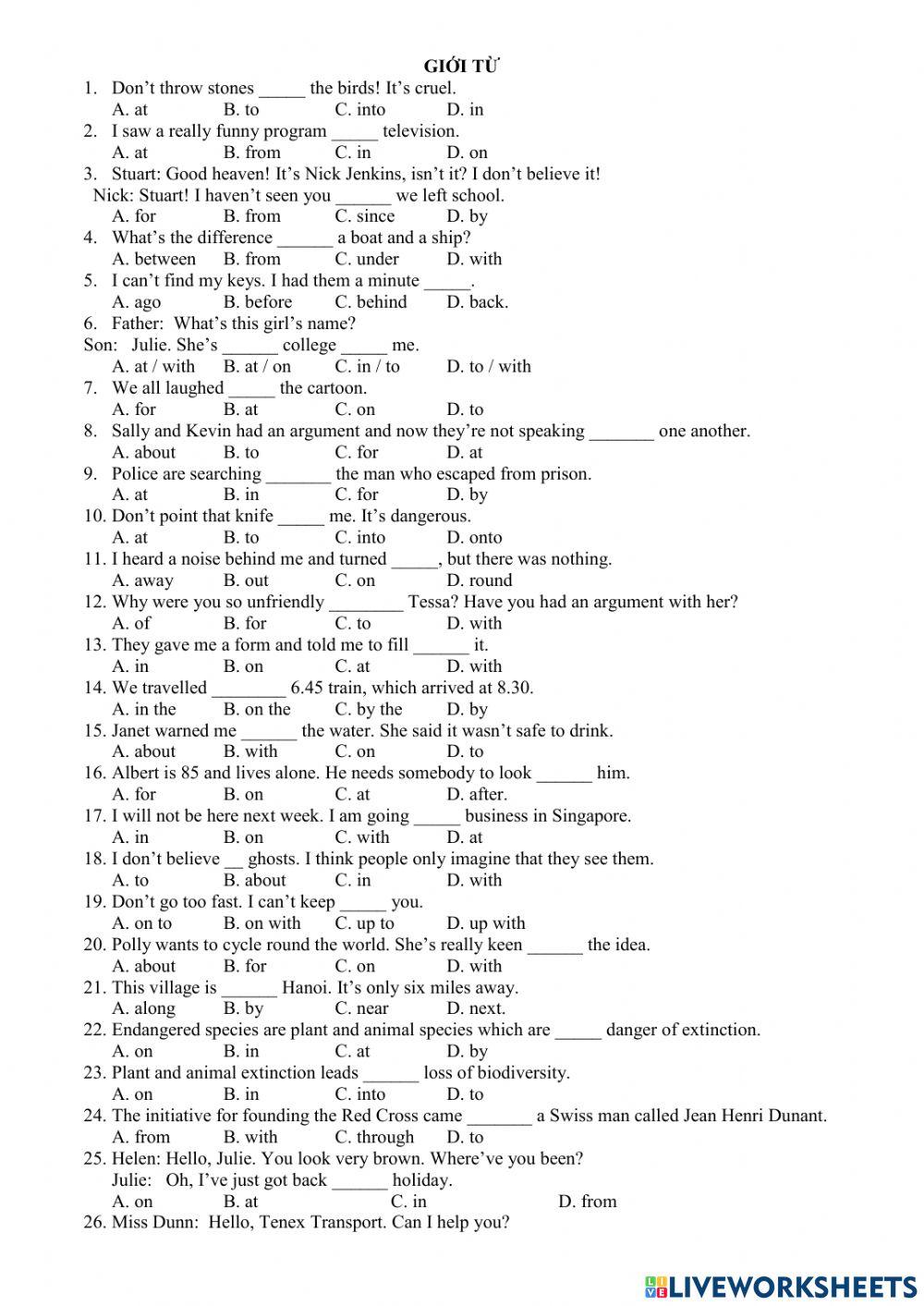 Giới từ 2- Prepositions