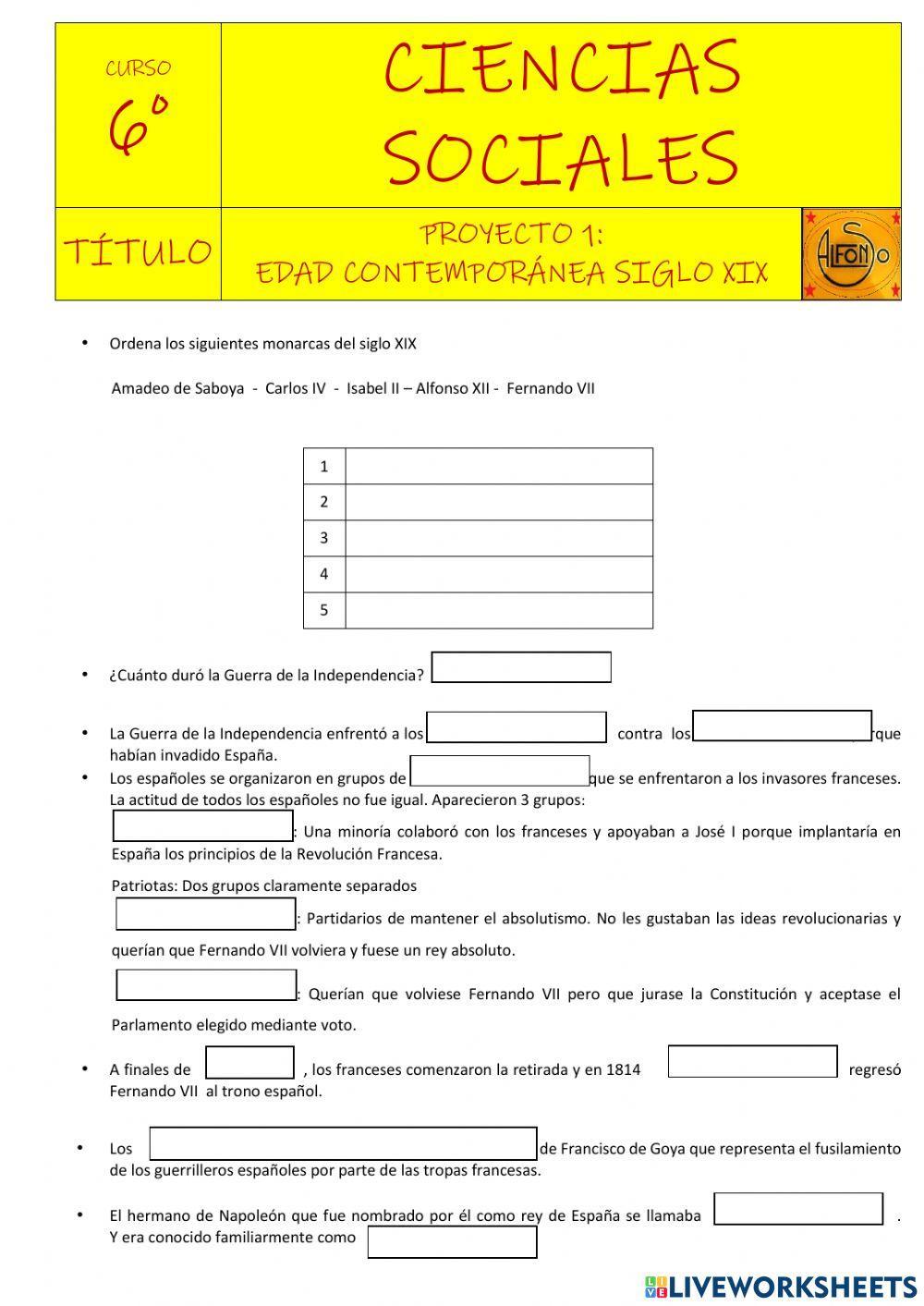 Edad Contemporánea SIGLO XIX