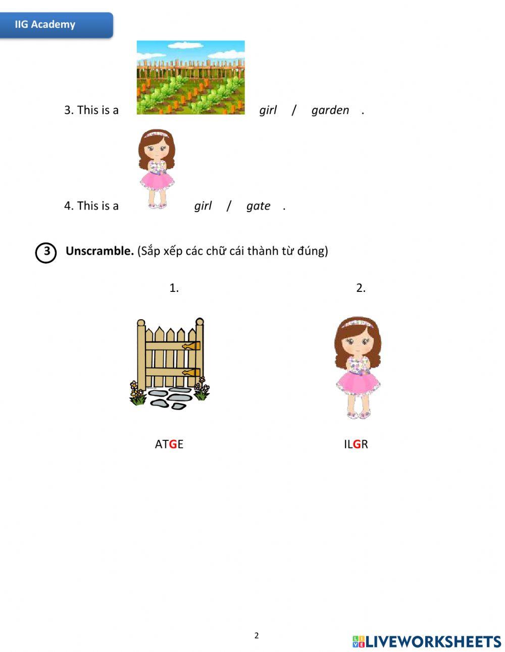 IIG-Grade 1-Worksheet 19