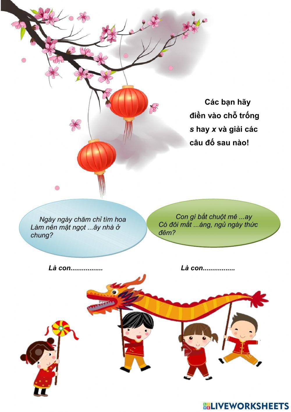 Lớp 2 - Bài tập ôn Tết