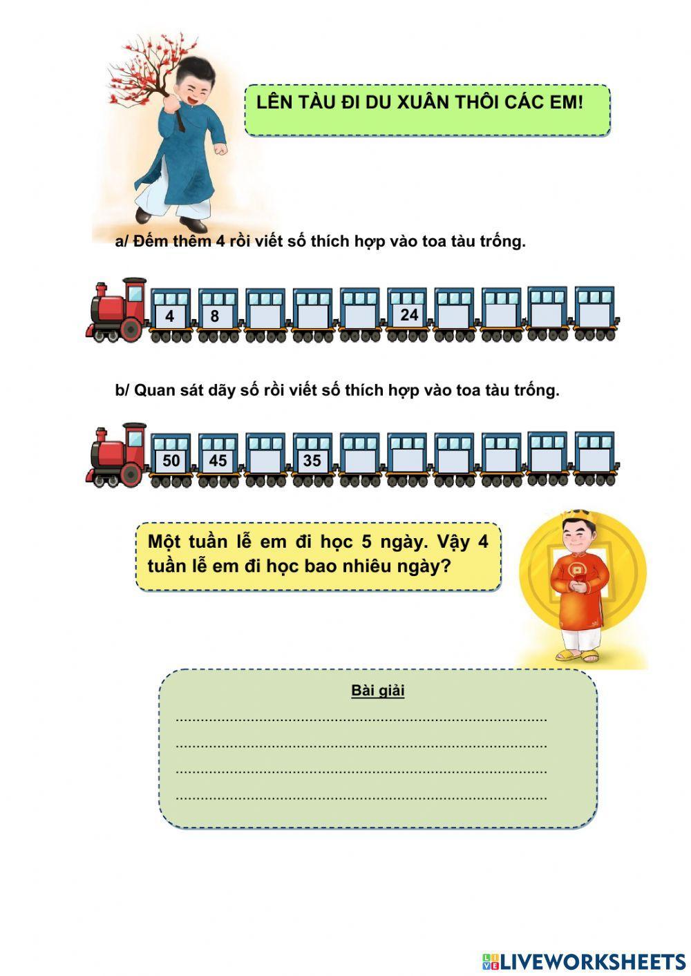 Lớp 2 - Bài tập ôn Tết