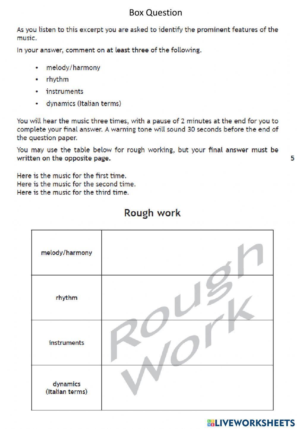 Nat 5 Music grid and box question