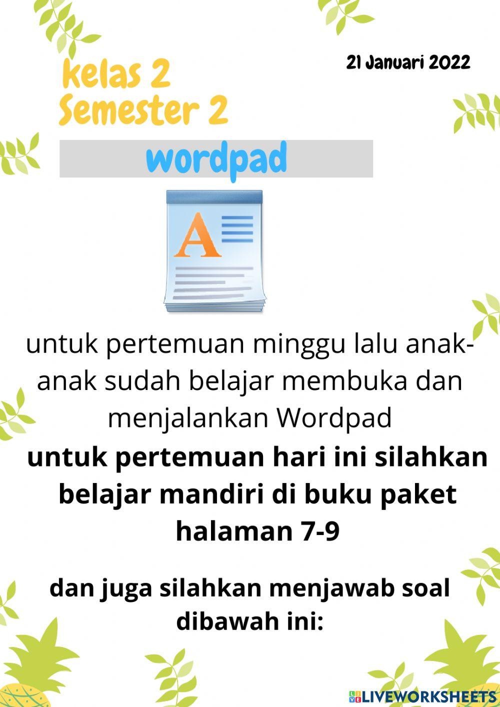 Menu-menu Wordpad