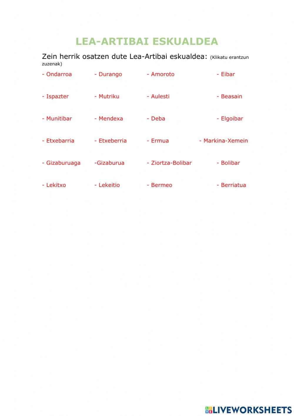Lea-Artibai osatzen duten herriak