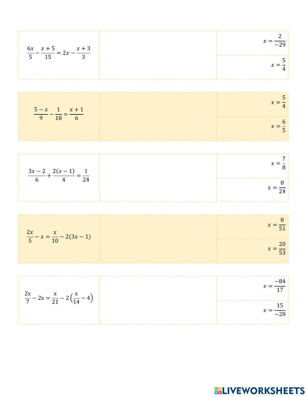 III.2.3. Ecuaciones lineales racionales dos o más denominadores