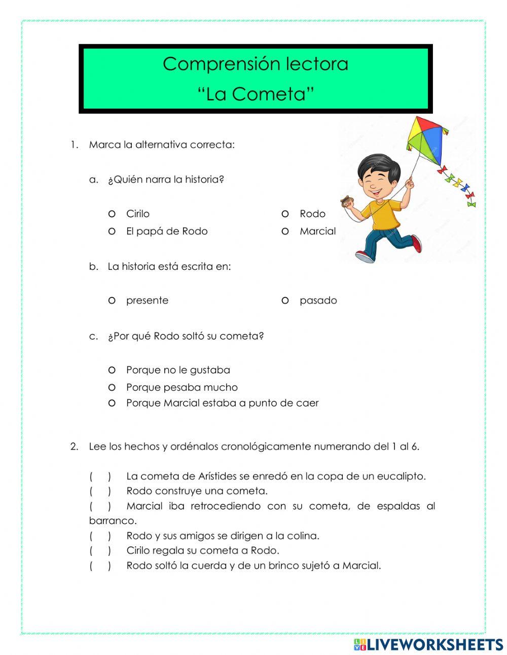 Comprensiòn Lectora -La Cometa-