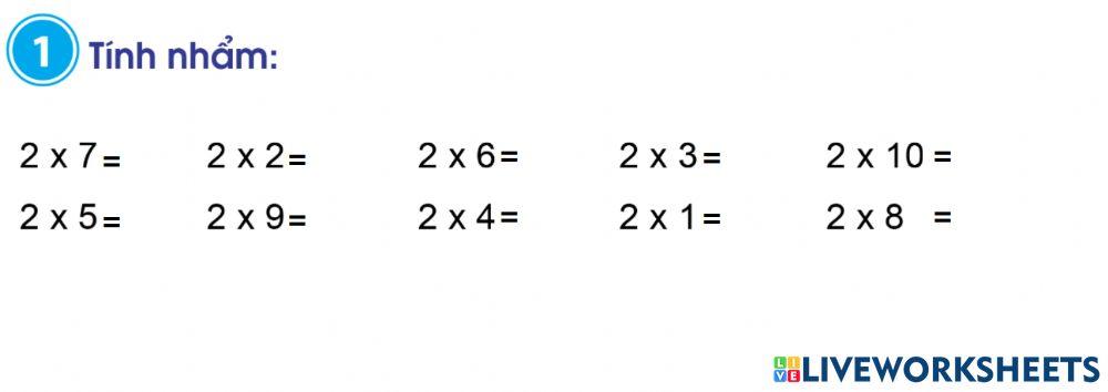 Bảng nhân 2-Bài 1