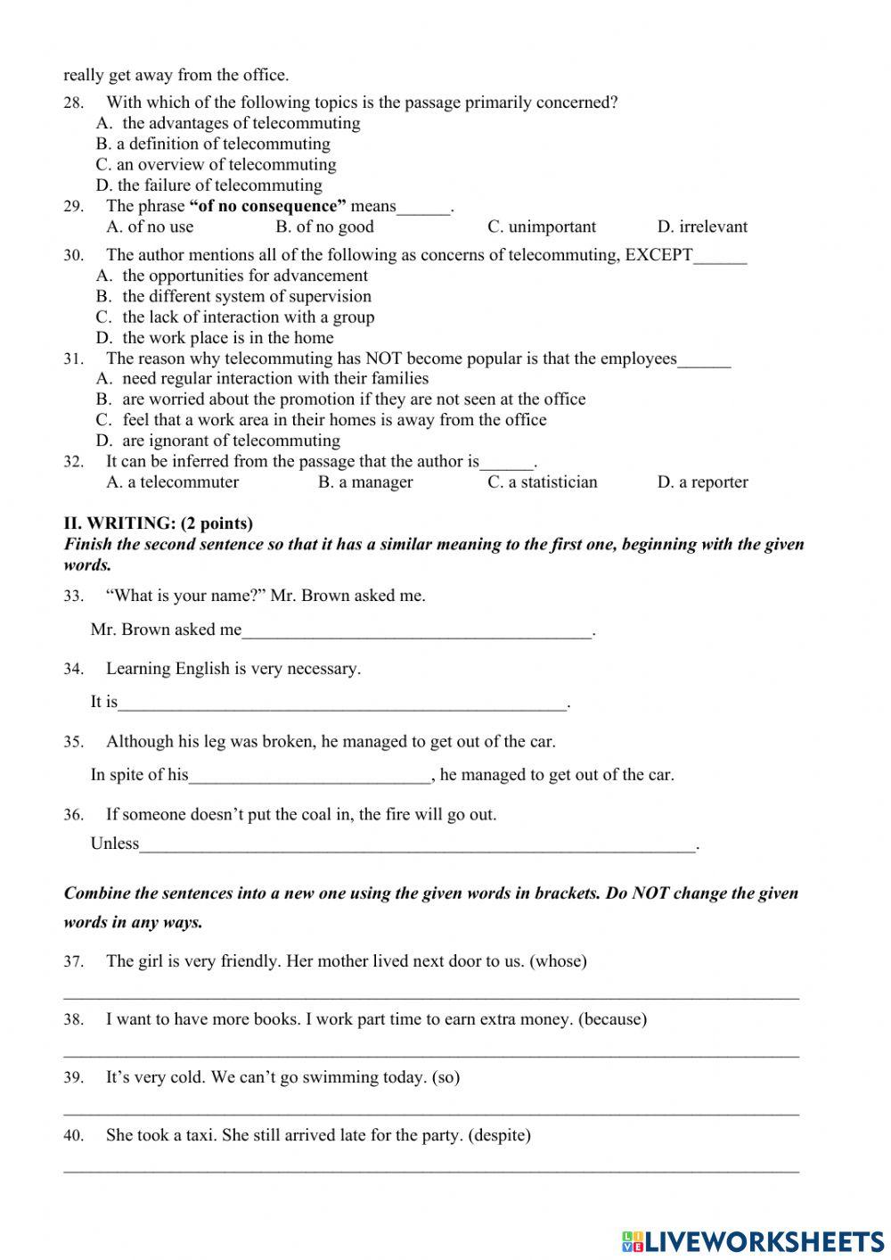 E9 - Practice Test 8 - ĐHG