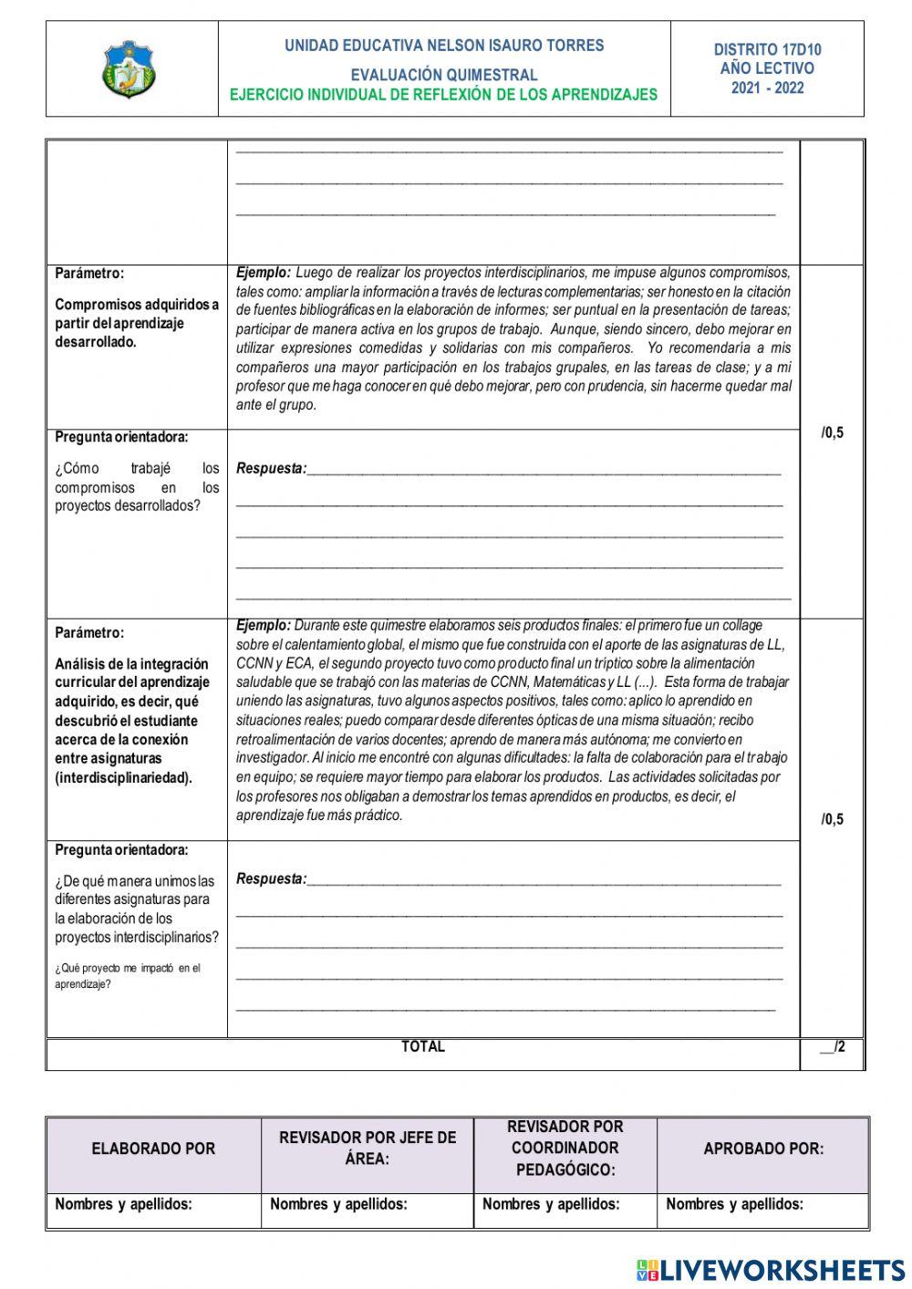 Reflexión de los aprendizajes