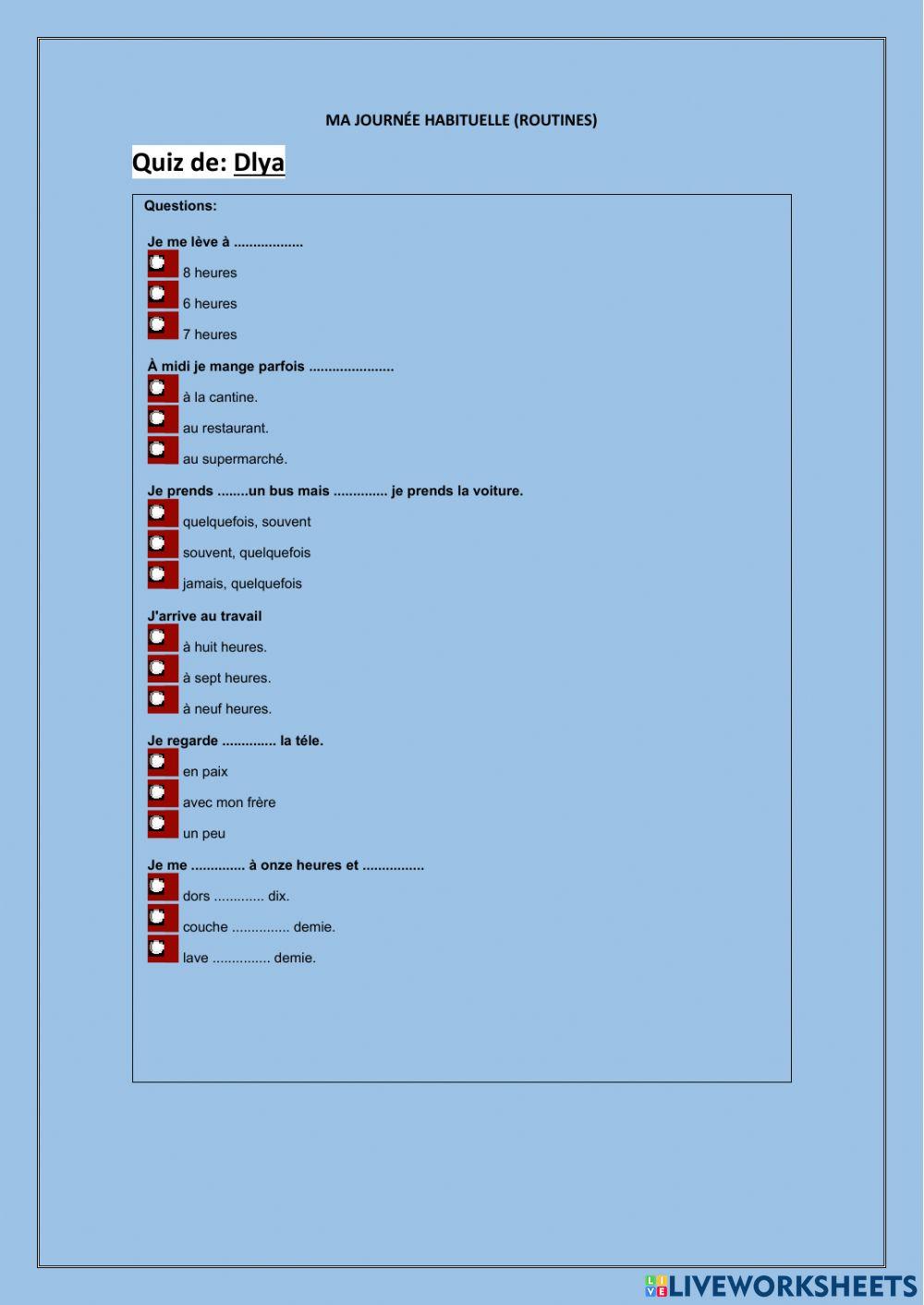 Ma journée habituelle