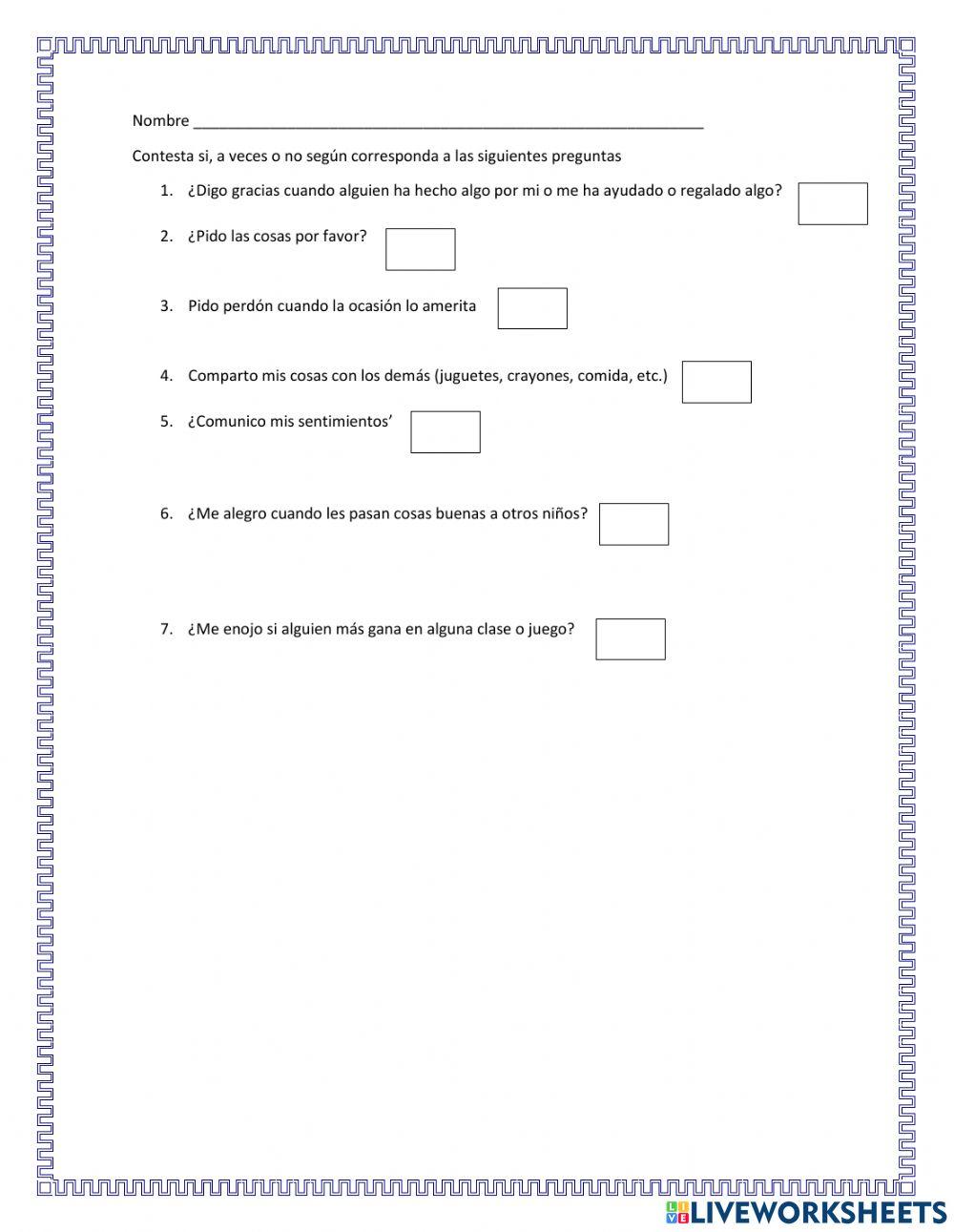 Cuestionario comportamiento