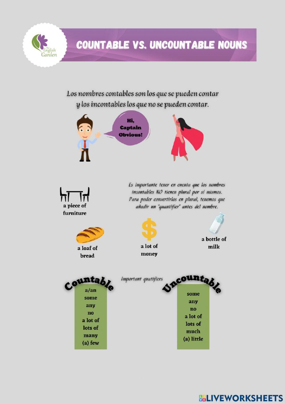 Countable vs. uncountable nouns - quantifiers