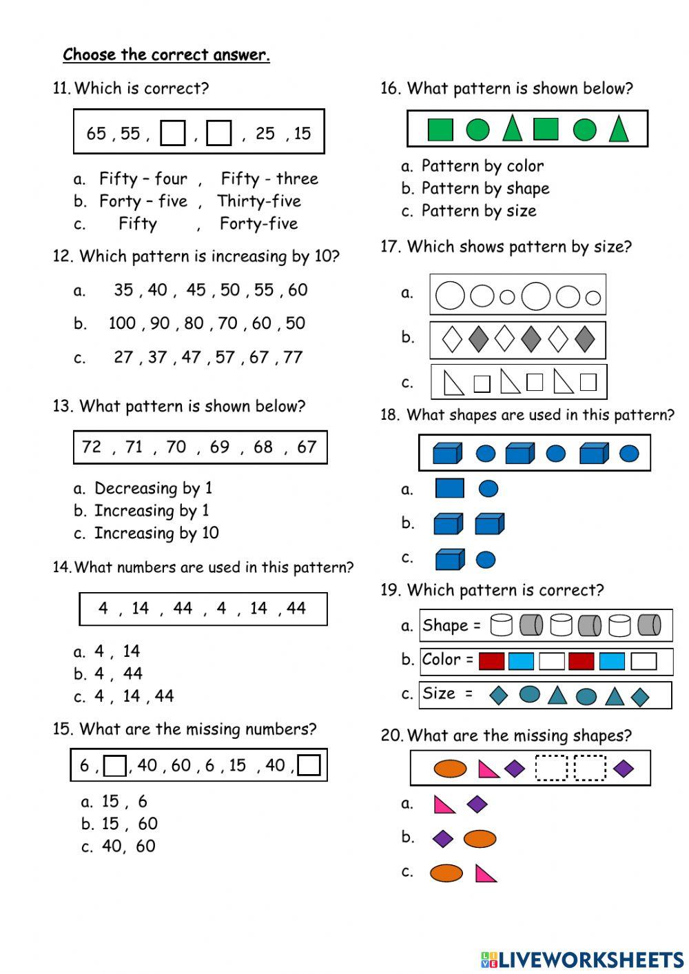 5281659 | Patterns - Grade 1 | Janerubyy