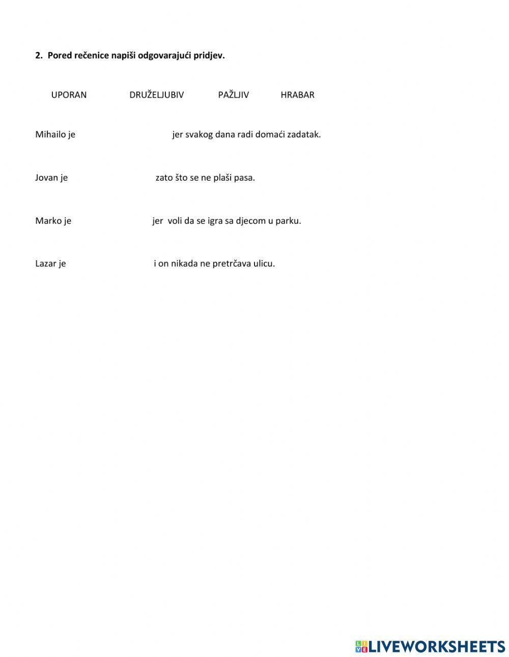 Opisni pridjevi - irop