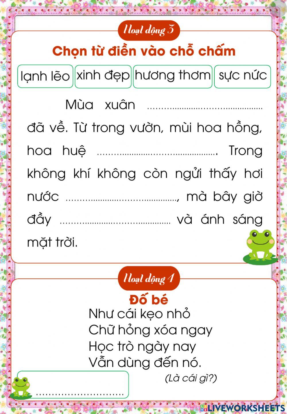 Phiếu ôn tập tiếng việt tuần 19