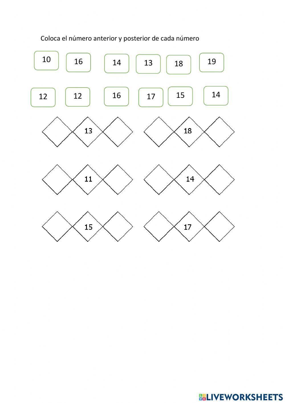 Anterior-posterior. Números del 10 al 20