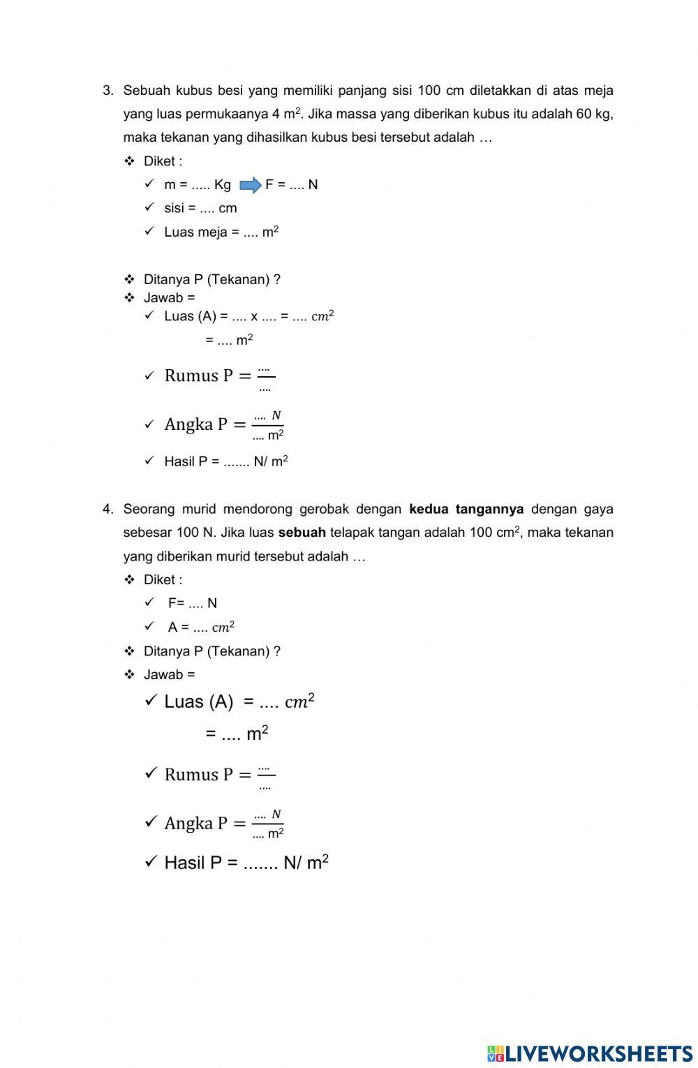 Tugas Tekanan Zat Padat