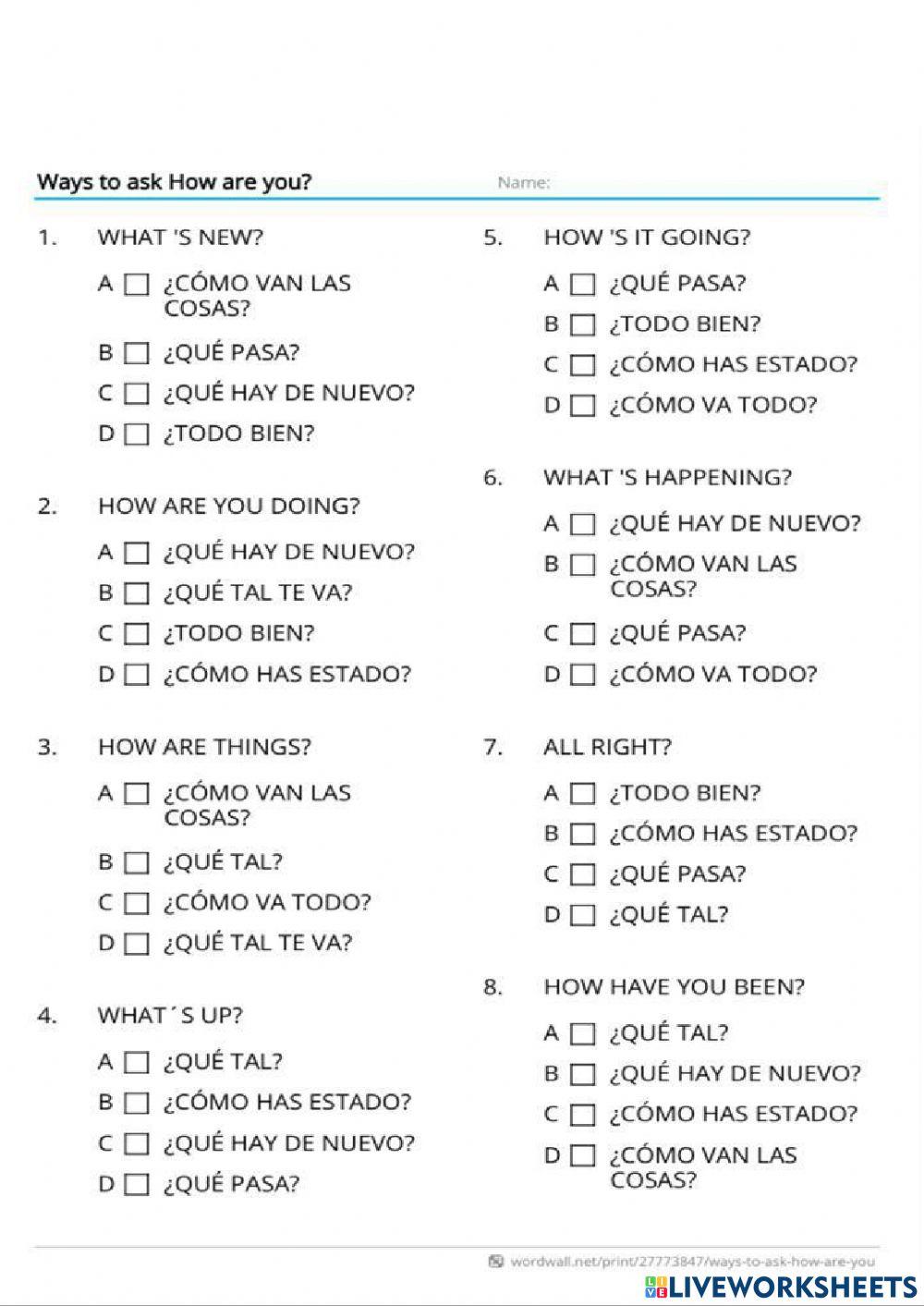 Ways to ask How are you? and ways to respond