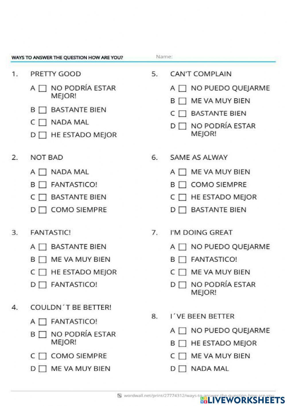 Ways to ask How are you? and ways to respond