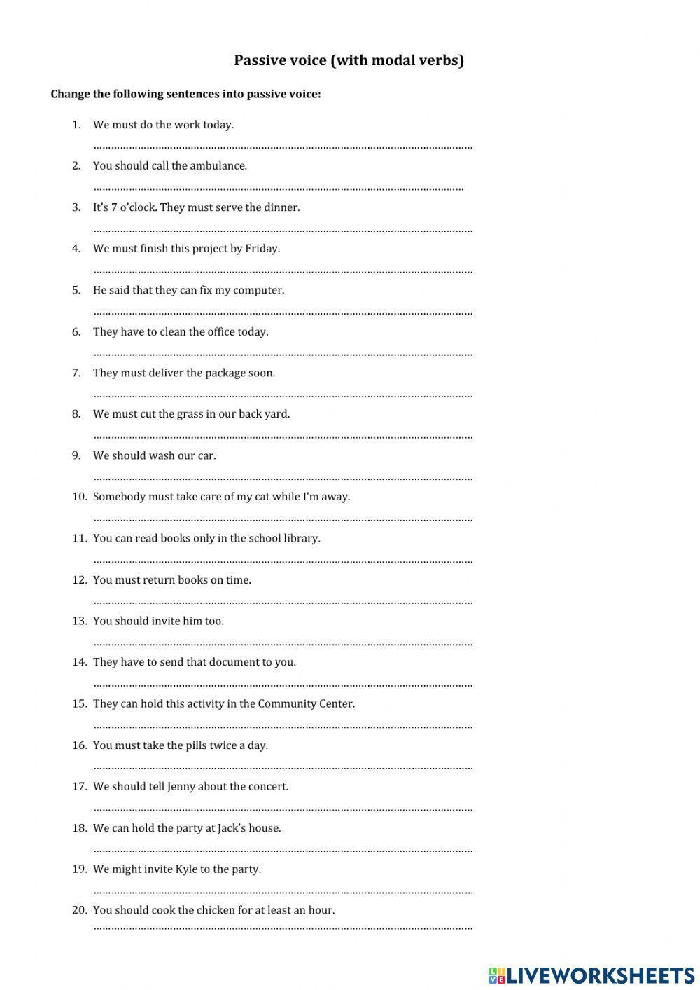 Passive voice - Modal verbs