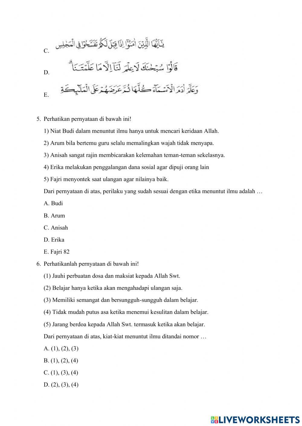 Ulangan harian 1 sem. Genap kls X