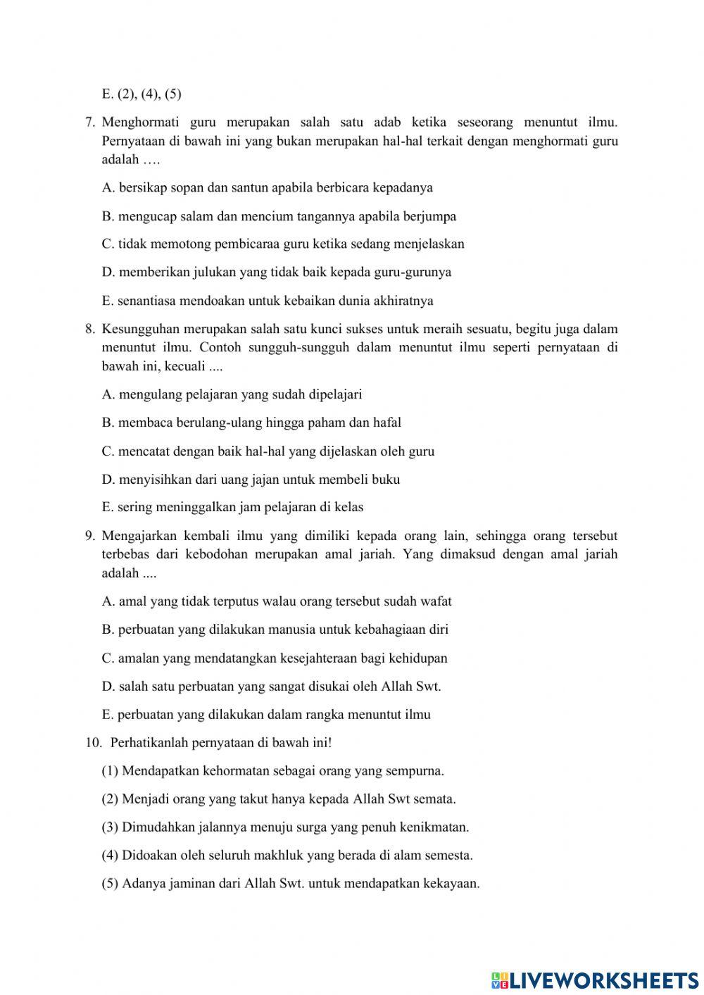 Ulangan harian 1 sem. Genap kls X