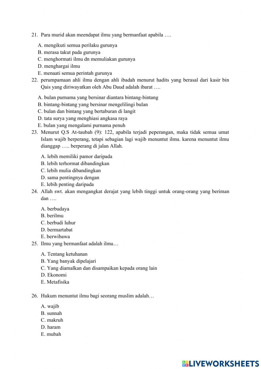 Ulangan harian 1 sem. Genap kls X