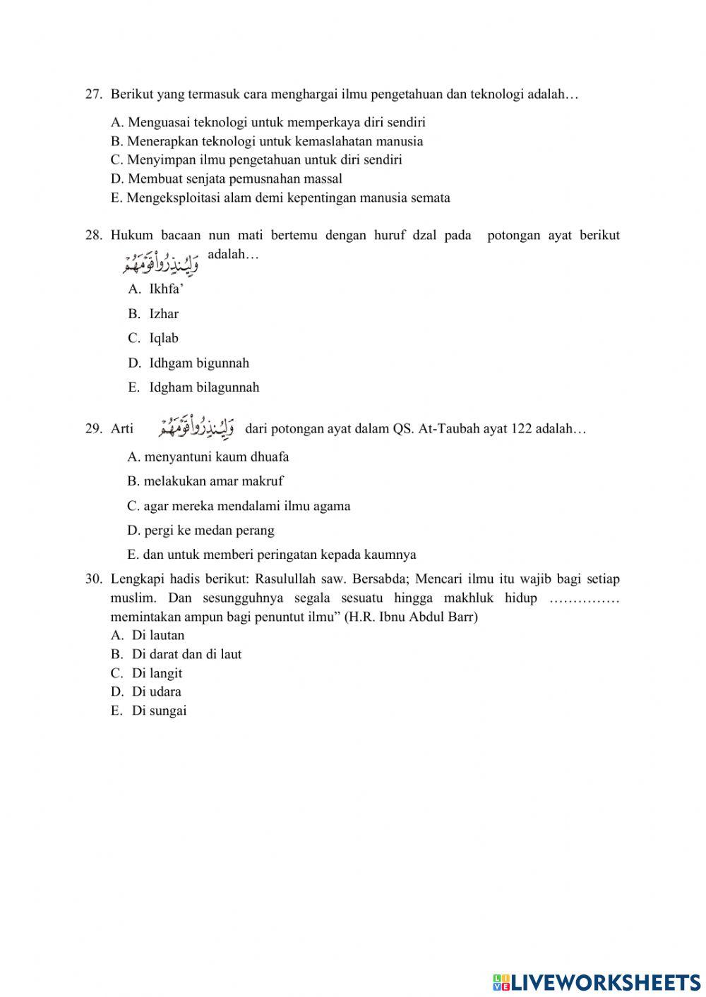 Ulangan harian 1 sem. Genap kls X