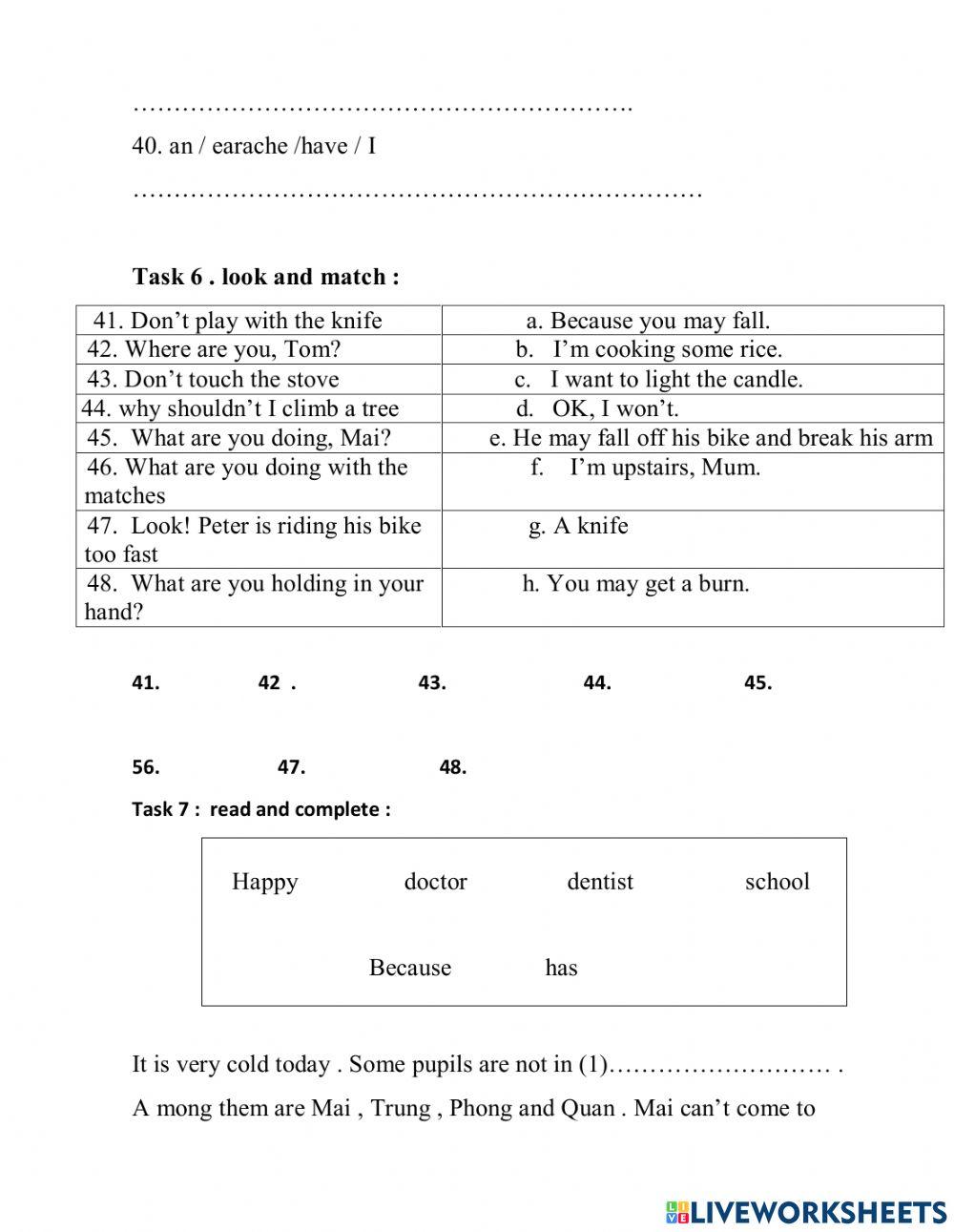 English test 1 grade 5