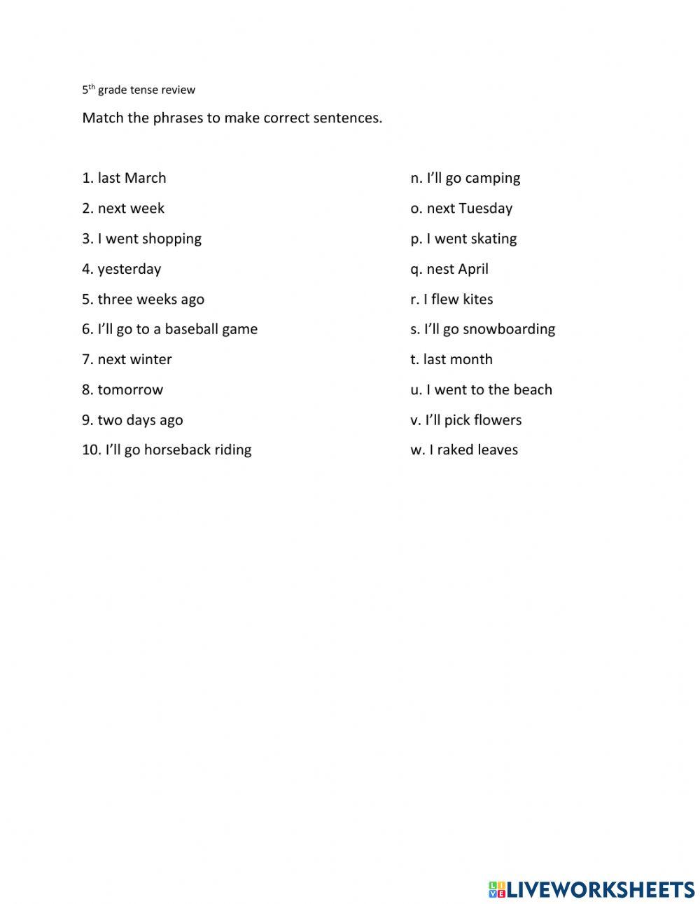 5th G U6 tense review