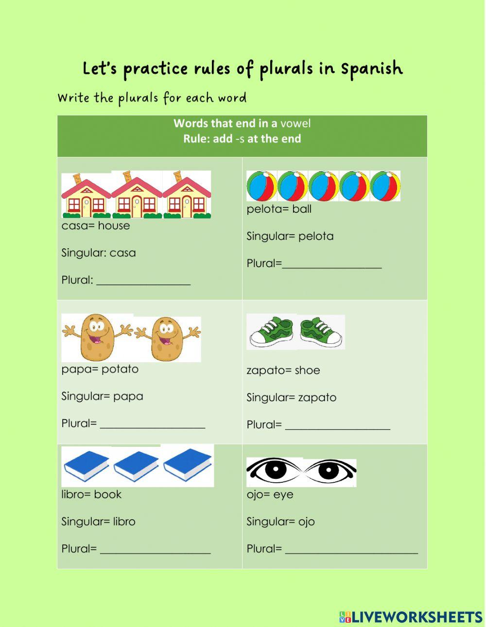 Plurales en español
